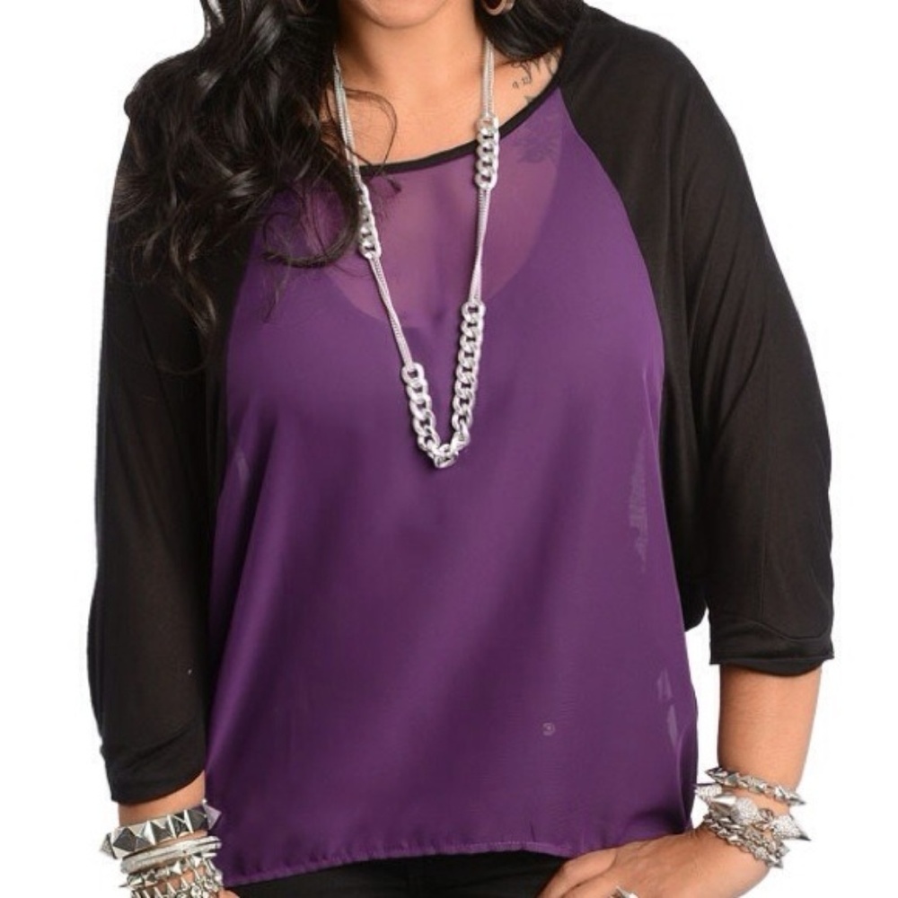 ***Plus Size*** Black and Purple top